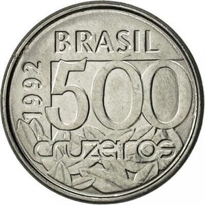 Brazil 500 Cruzeiros Coin KM624 1992 - 1993