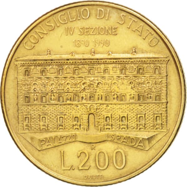 Italy Coin 200 Lire Palazzo Spada | Libertine | Palazzo Spada | 1990