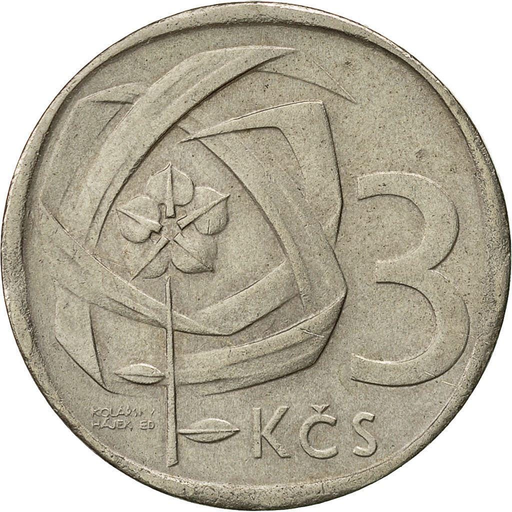 チェコスロバキア 3コルヌイ硬貨 | リンデンの葉 | チェコスロバキア