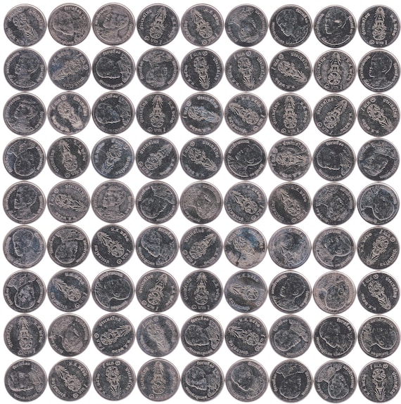 Thailand 100 Coins 1 Baht - Rama X 1st Portrait | Thai Currency for Jewelry Crafting Material for Rings Cufflinks Pins