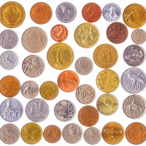 Different Coins With Animals, Birds, Beetles, Fishes, Crustaceans, Insects, Horses, Butterflies