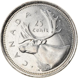 Canadian Coin Canada 25 Cents | Elizabeth II | Golden Jubilee | Reindeer | 2002