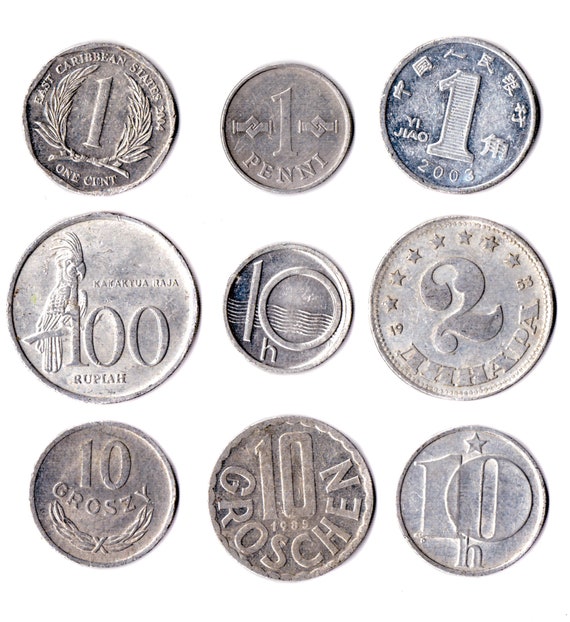 Set Of 9 Coins From 9 Different Countries Aluminium Coins Lot