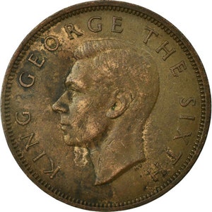 Neuseeland Münze 1 Penny | König Georg VI | Tui Vogel | 1949 - 1952