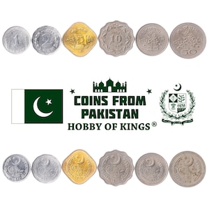 Conjunto de 6 monedas de Pakistán: 1, 2, 5, 10, 25 y 50 paisa. Moneda coleccionable de Oriente Medio, antigua colección de dinero pakistaní, 1967-1974