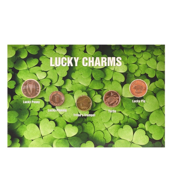 Lucky Coins | 5 Coin Set | Lucky Charms | Pig | Wild Boar | Turtle | Trumpet | Bermuda | Ireland | Germany | Tokelau | Vanuatu