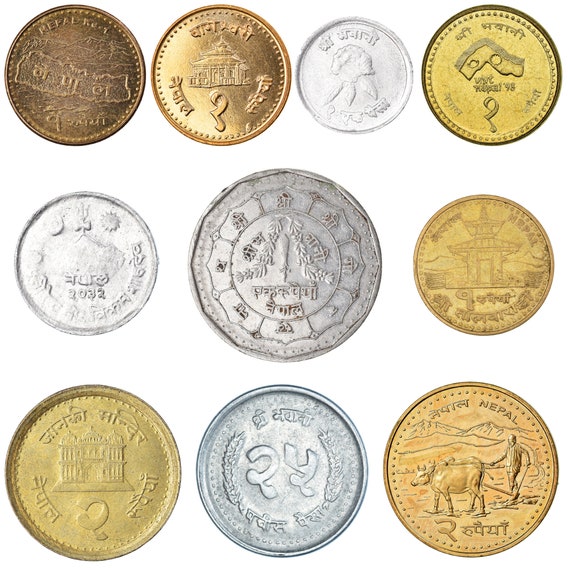 10 Nepal Coins | Mixed Nepalese Currency | Paisa | Rupee | Temples | Trident | Everest Mountain | Since 1966