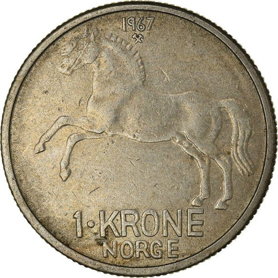ノルウェー 1クローネ - オラフ5世コイン KM409 1958 - 1973 - Etsy 日本