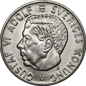 Swedish Coin 1 Krona | Gustaf VI Adolf | Sweden | 1968 - 1973