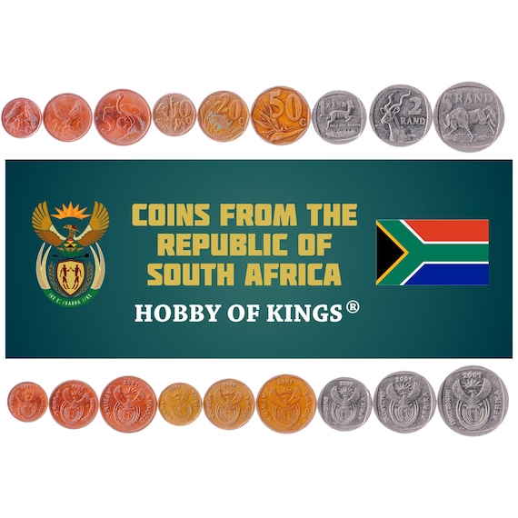 South Africa Coin Set 5 10 20 50 Cents 1 2 5 Rands With Plants and Animals Flowers Plants Suid Afrika 2000 - 2001