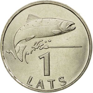 Latvian Coin Latvia 1 Lats Salmon Lion Griffin 1992 2008 image 5