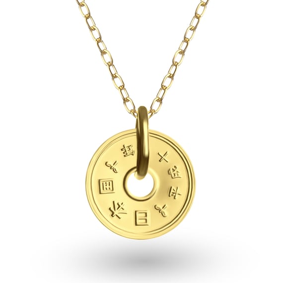 Genuine Japan's 5 Yen Coin Medallion Necklace | Lucky Pendant | Lucky Coin | Lucky Coin Medallion 18K Gold Plated | 1949 - 2024