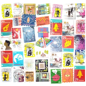 1000 Sellos postales usados de Navidad / Países Bajos / Filatelia mixta holandesa / Off Paper