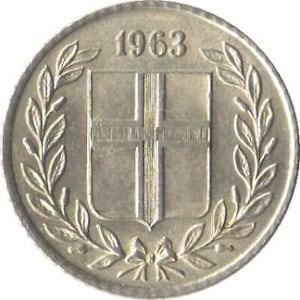 Icelander Coin Iceland 10 Aurar | Betula Pubescens Leaves | 1946 - 1969