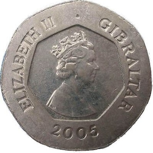 Gibraltarian Coin 20 Pence | Queen Elizabeth II | Keys | Gibraltar | 2005 - 2011