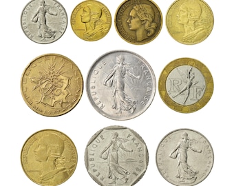 旧貨幣コレクション フィリピン フランス インド他 フランスコインコレクション：フランス共和国通貨10枚（1950～2001年