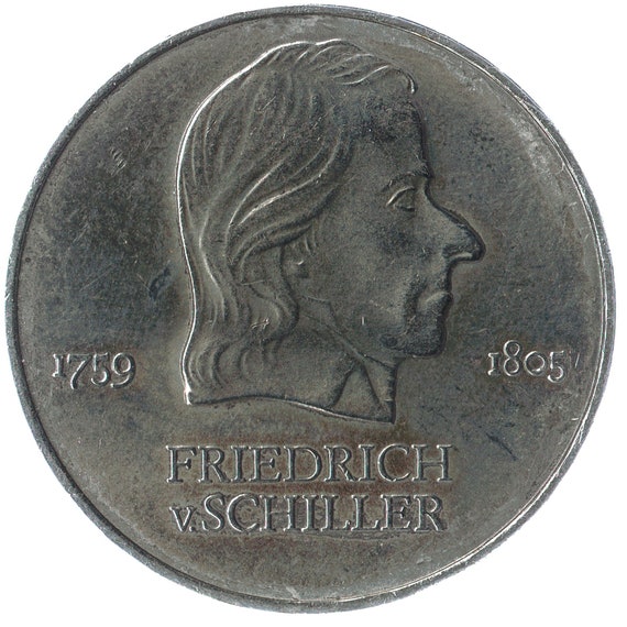 Commemorative 20 Mark Coin from East Germany. Friedrich Von Schiller. 1972