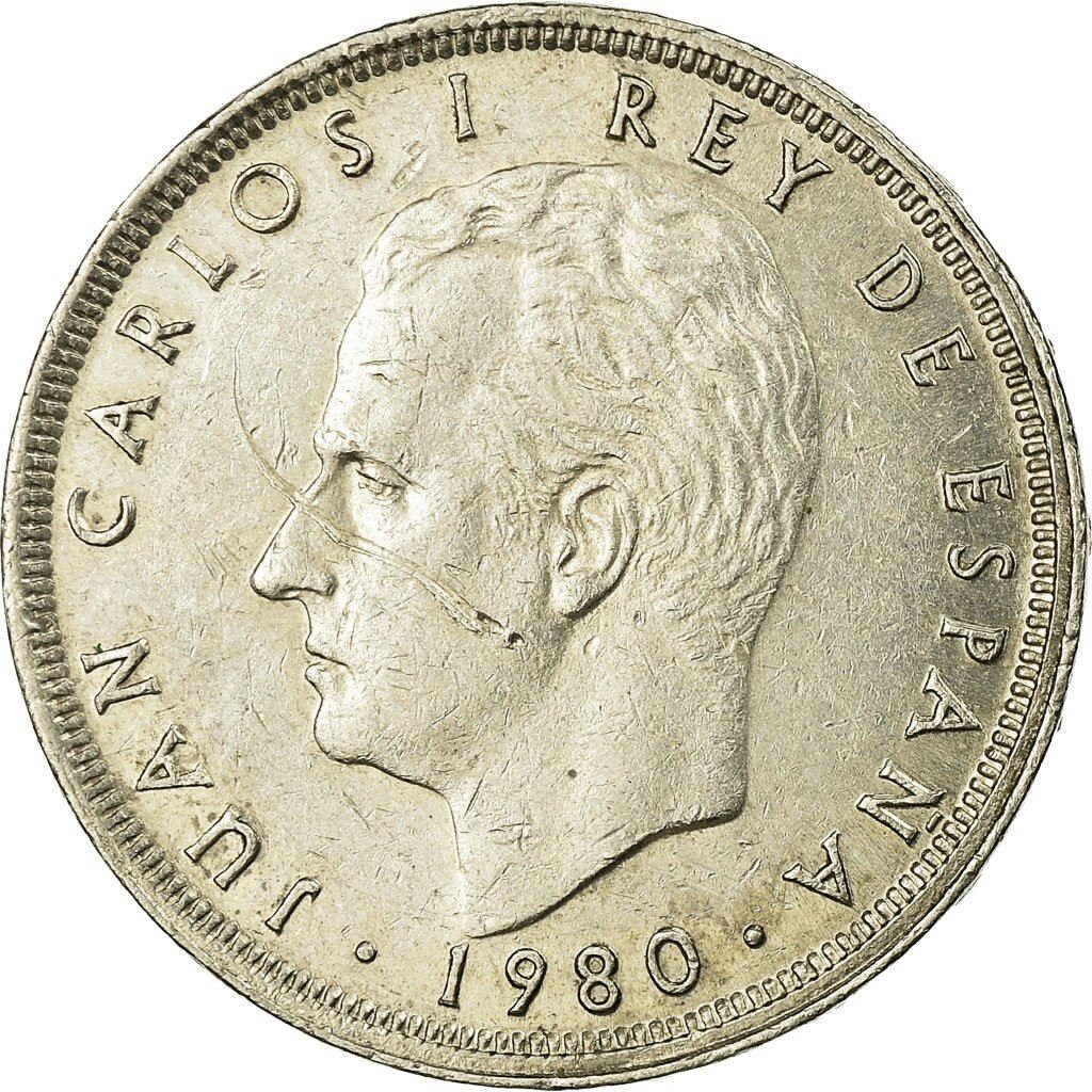 1874年 スペイン 5ペセタ コイン　カルロス　大型銀貨　本物保証 1874年 スペイン 5ペセタ コイン カルロス 大型銀貨