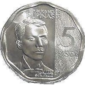 Philippines 5 Piso Coin | Nonagonal shape | 2019 - 2020