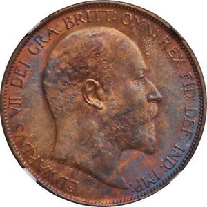 Moneda de 1 penique del Reino Unido / Eduardo VII / 1902 - 1910
