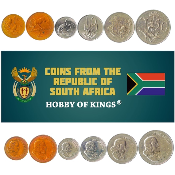 6 Coins from South Africa. Money Set 1 2 5 10 20 50 Etsy
