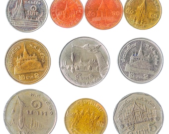 Thailand Coins Asian Currency Collection | Thai Money Baht Satang Old Collectible Currency | Temples Shrines Buddhism since 1950