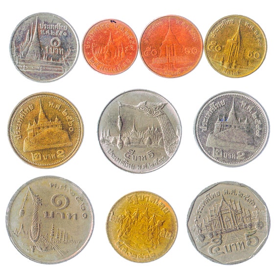Thailand Coins Asian Currency Collection | Thai Money Baht Satang Old Collectible Currency | Temples Shrines Buddhism since 1950