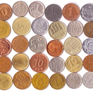 Set of 30 Smallest Diameter Coins Different Currency From All Over The World