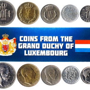 5 Luxembourgish Coins Different European Coins Foreign Currency, Valuable Money