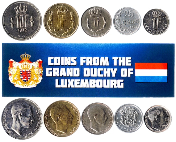 5 Luxembourgish Coins Different European Coins Foreign Currency, Valuable Money