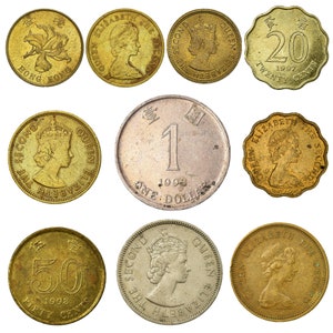 Hong Kongese 10 Mixed Coins | Southern Asian Money | 5 Cents - 1 Dollar | Special Administrative Region of the People&#39;s Republic of China
