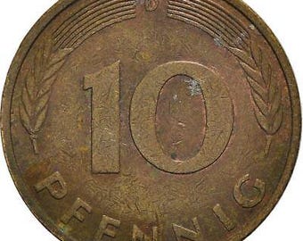 西ドイツ 10ペニヒ | 100コイン |ドイツ | KM108 | 1950 ～ 2001 年