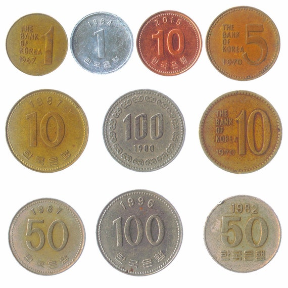 South Korean Coins 1 - 100 Won | Temple Geobukseon Turtle Ship Battleship Manchurian Crane Admiral Yi Sun-sin