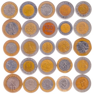 Bi-Metallic (Bimetall) Coins | Mixed World Currency Collection | Randomly Picked Unique Pieces | Valuable Cash