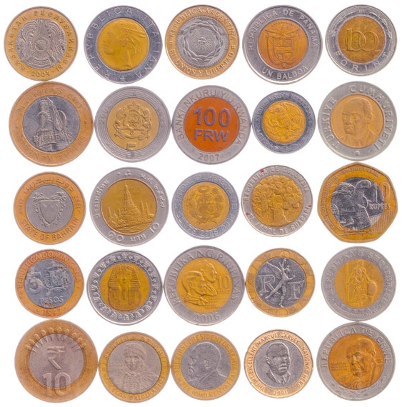 Bi-Metallic (Bimetall) Coins | Mixed World Currency Collection | Randomly Picked Unique Pieces | Valuable Cash