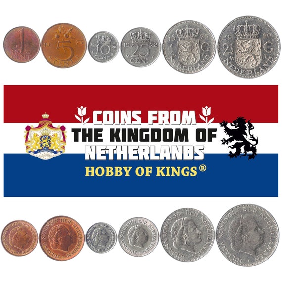 Netherlands 5 Coin Set 1 5 10 25 Cents 1 Gulden | Queen Juliana | Netherlands | 1950 - 1980