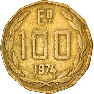 Chile 100 Escudos Coin | KM202 | 1974 - 1975