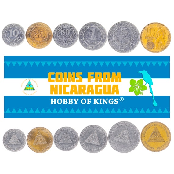 Nicaragua 7 Coins Set 10 25 50 Centavos 1 5 10 Cordobas Central American Money Collection Andres Castro Triangle 2002 - 2015