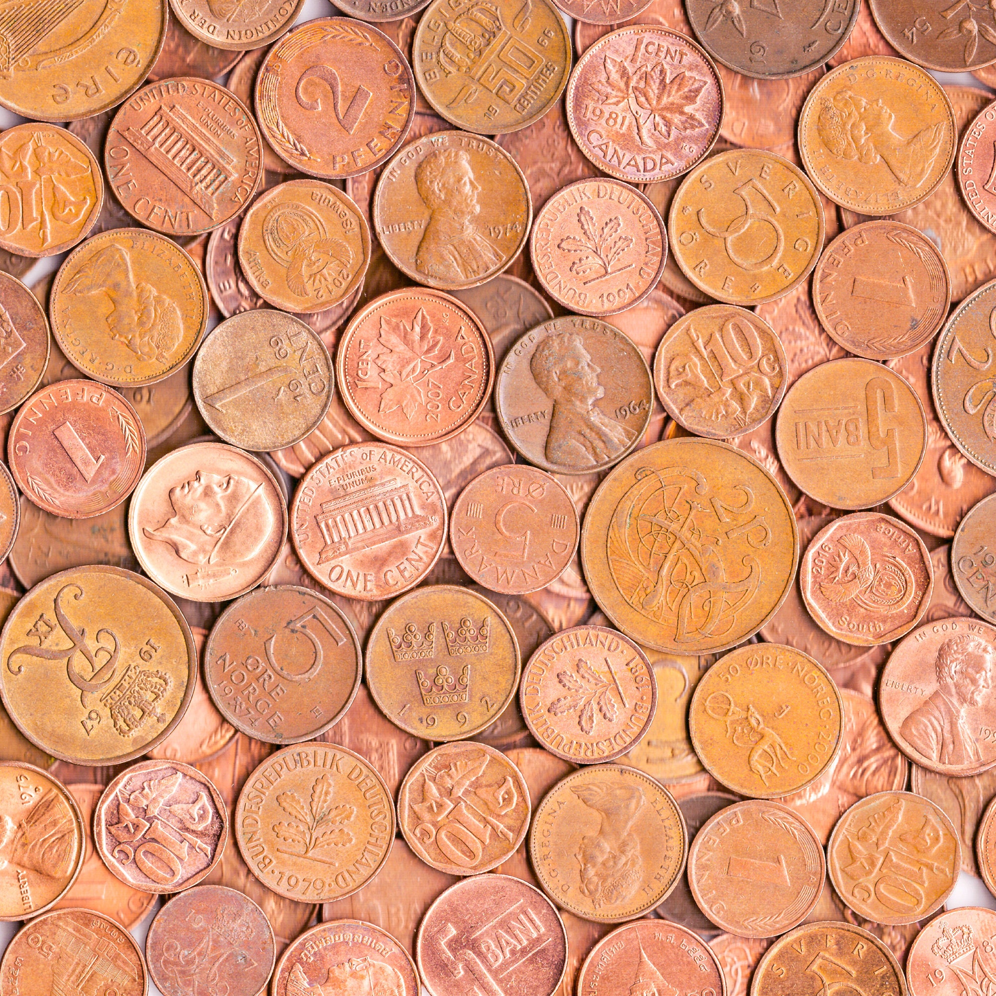 Copper Coins 1lb 454g. More Than 100 Bronze Coins 1 Pound Collectible Coins  