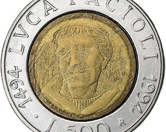 Moneda Italia 500 Liras Luca Pacioli / Sansepolcro / Toscana