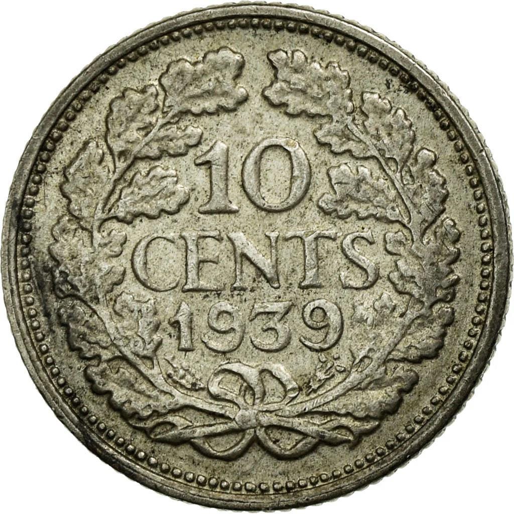 オランダ 10セント硬貨 | ウィルヘルミナ女王 | 1926年 - 1945年