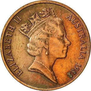Australian Coin 2 Cents | Elizabeth II | Lizard | Australia | 1985 - 1991