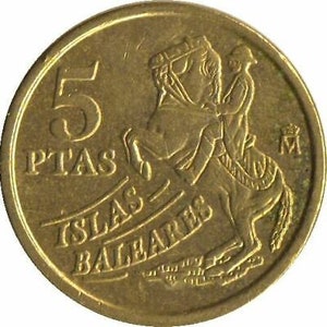 Spain 5 Pesetas Coin | Islas Baleares | 1997