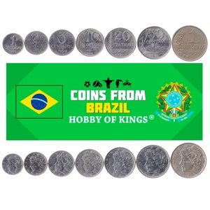 Set 7 Coins Brazil 1 2 5 10 20 50 Centavos 1 Brazilian Cruzeiros 1969 - 1979 Brazil