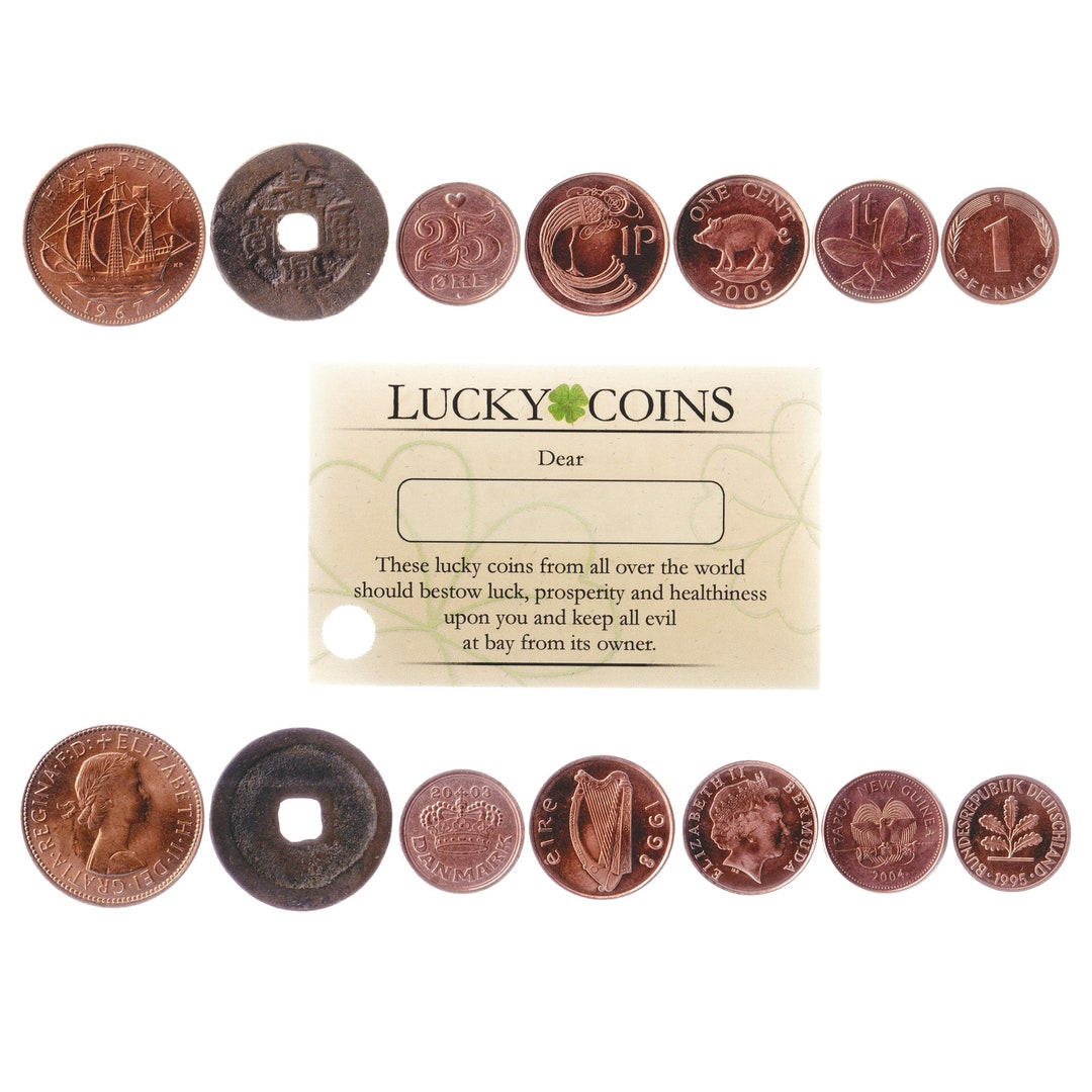 7 World Lucky Coins Collection: Vintage Uncirculated Coins in