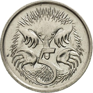 Australian Coin 5 Cents | Elizabeth II | Echidna | Australia | 1985 - 1998