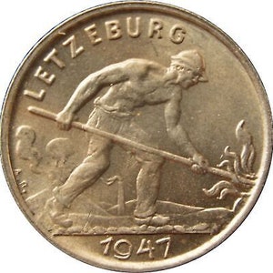 Luxembourg | 1 Franc Coin | Charlotte | 1946 - 1947