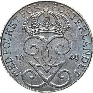 Swedish Coin 5 Öre | King Gustaf V | Sweden | 1942 - 1950