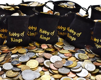 Different Coins Many World Countries + Coin Bag Money Purse | Foreign Currency - Great Gift Idea for Cash Collectors
