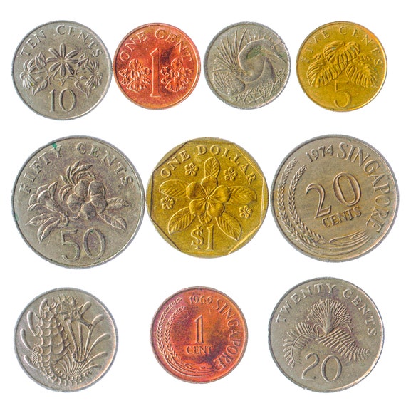10 Coins Singapore | Cents | Dollar | Asian Island | Singaporean Money Collection | Flowers and Fishes | Currency since 1967